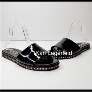 Karl Lagerfeld Patent Leather Slide